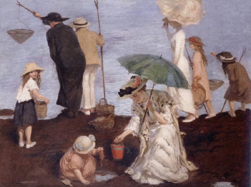 Rupert Bunny Shrimp fishers at Saint-Georges oil painting image